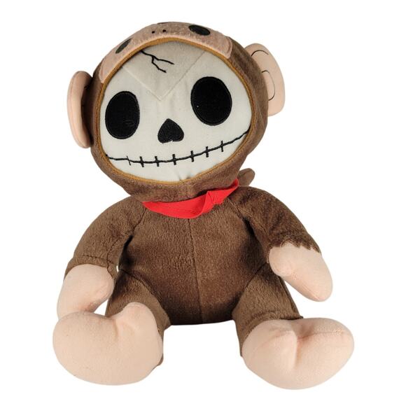 Fiesta Furrybones Plush Monkey Skeleton 9" Brown Red Scarf Stuffed Animal Toy - Picture 2 of 16